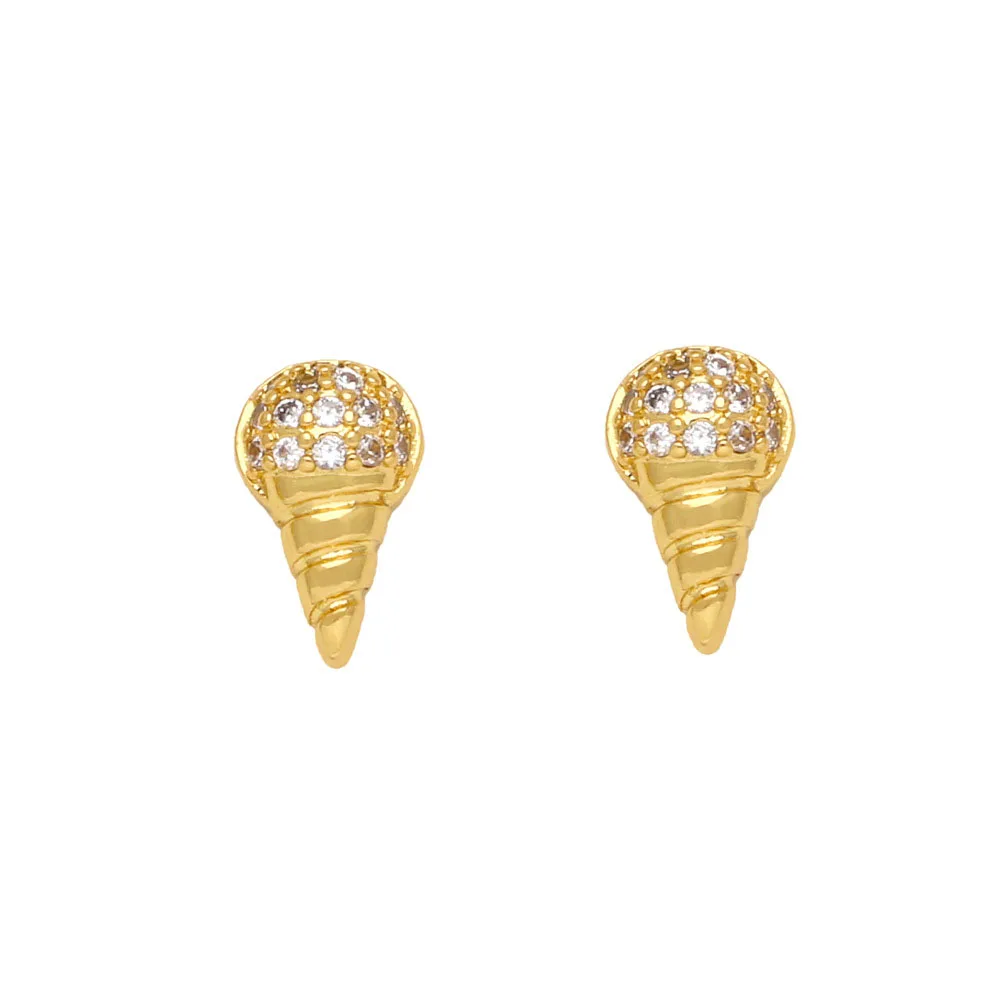 Small Cubic Zirconia Ice Cream Music Notes Stud Earrings Sweet Cool Crown Aircraft Earring for Women Girls