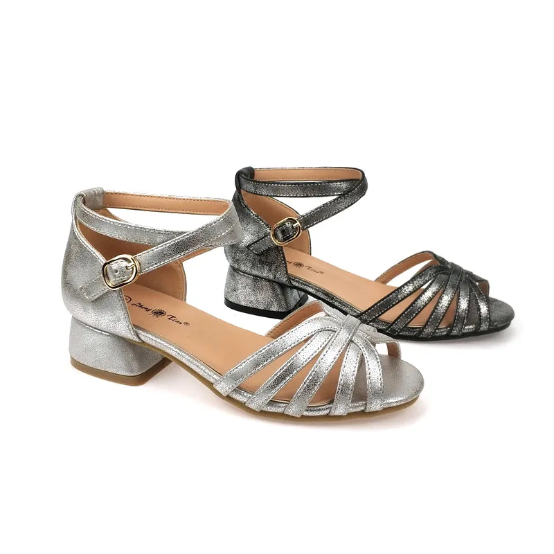 
kids shoes trendy bright dress party summer princess Latin dancing high Square chunky heels shoes sandals for girls 