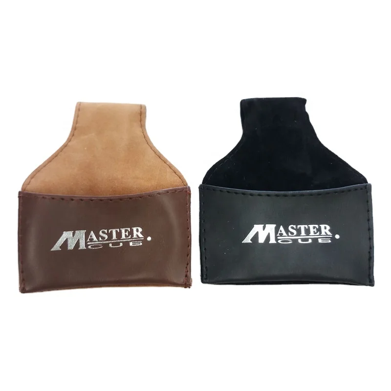 Xmlivet Portable Black/brown Leather Pool Cue Chalk Bags Can Customize logo Snooker Chalk Holder with Clip Billiards Accessories
