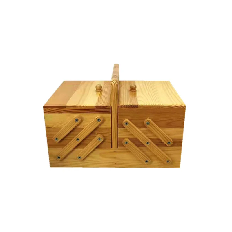 Eco-friendly Bamboo Storage Box 3 Tier Folding Cosmetics Storage Boxes Bins Food Storage Basket with handle