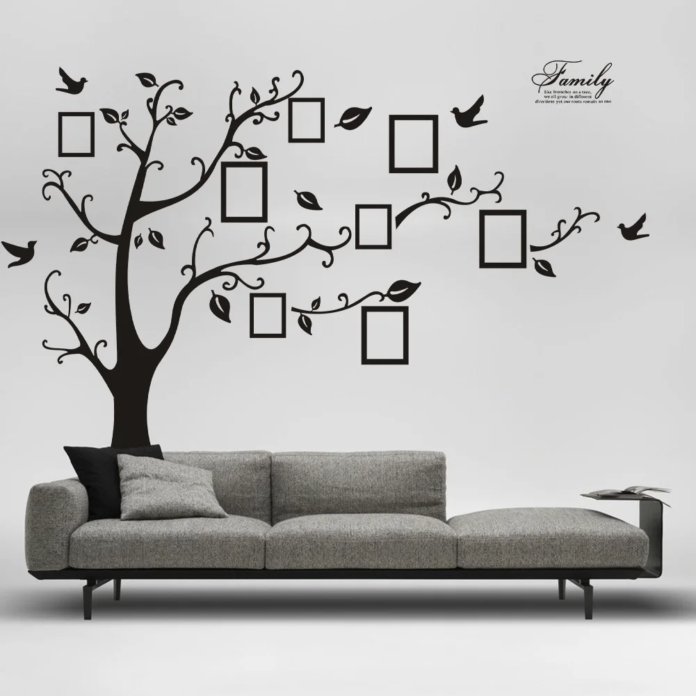 Home decoration 3d adhesive large photo frame tree sticker for wall