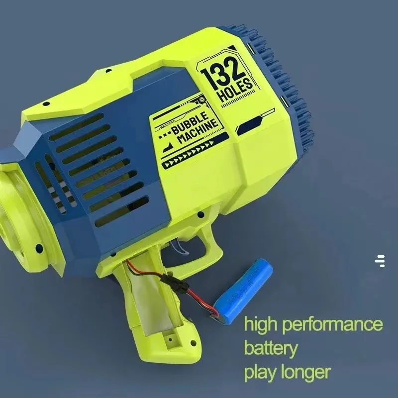 132 Hole Electric Bazooka Bubble Gun Large Handheld Bubble Gun Toy with Light Plastic Color Box Unisex 24 PCS CN