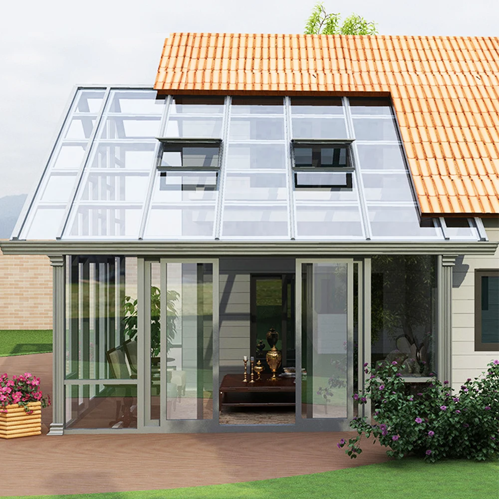 Customized villa aluminum alloy sunroom balcony transparent terrace window soundproof rooftop glass room sunroom