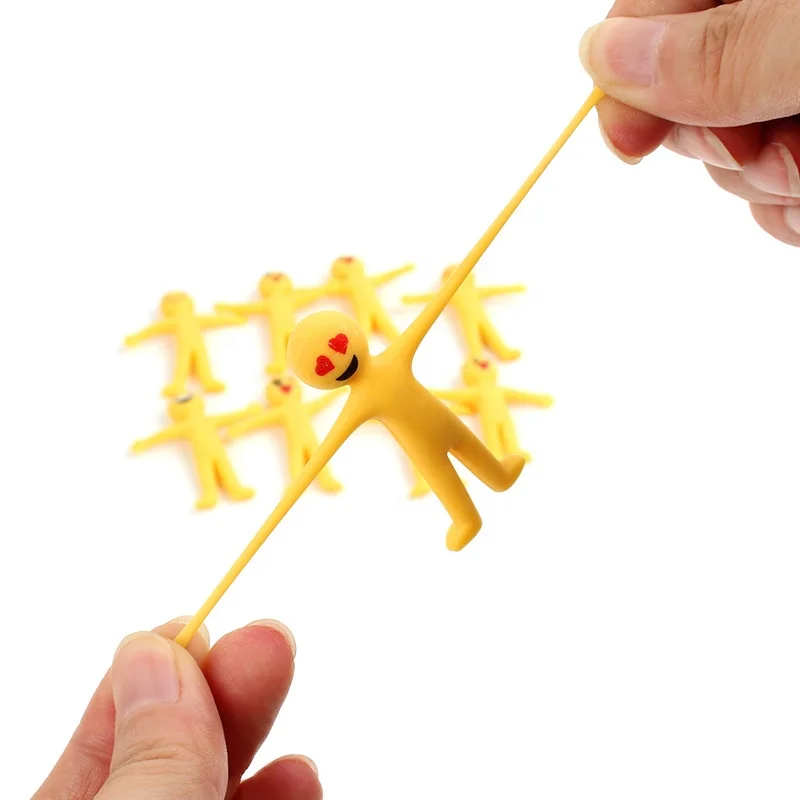 2023 wholesale Mini TPR Stress Relief Decompression Smiley Yellow Little Man Bendy Stretchy Sensory toy