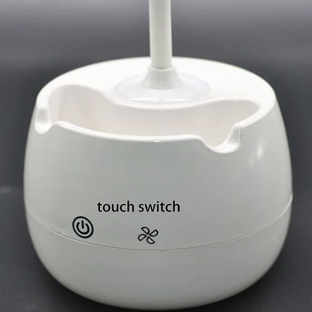 Modern Rechargeable Mini LED Desk Lamp White round Table Lamp with Touch Control Bell Style Phone Pen Holder ROHS Certified