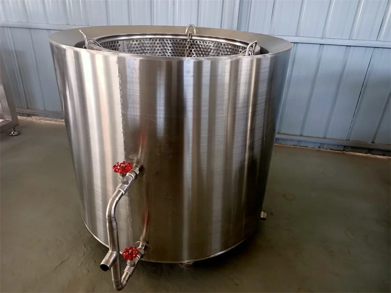 industrial steam fast boiling hanging discharge sweet corn cooking pot set machine