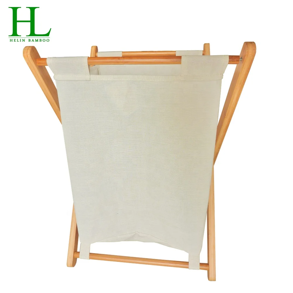 Бамбуковая X-образная корзина для белья, складная корзина для грязного белья