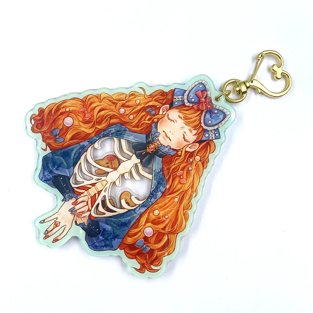 Customized Combined Printed Shaking Moving Anime Acrylic Charms with Small Shaker Keychains