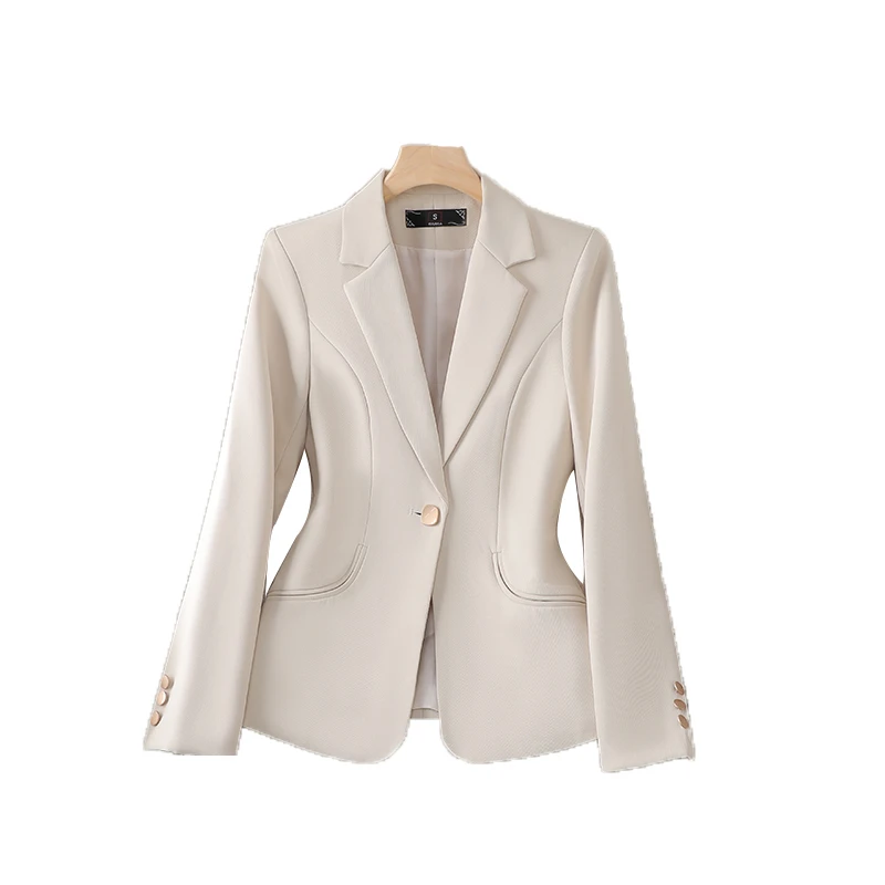 Wholesale Fashion Spring Autumn Ladies Blazer Suit Elegant Solid Color Lapel Collar Slim Fit Jackets Office Blazer For Women