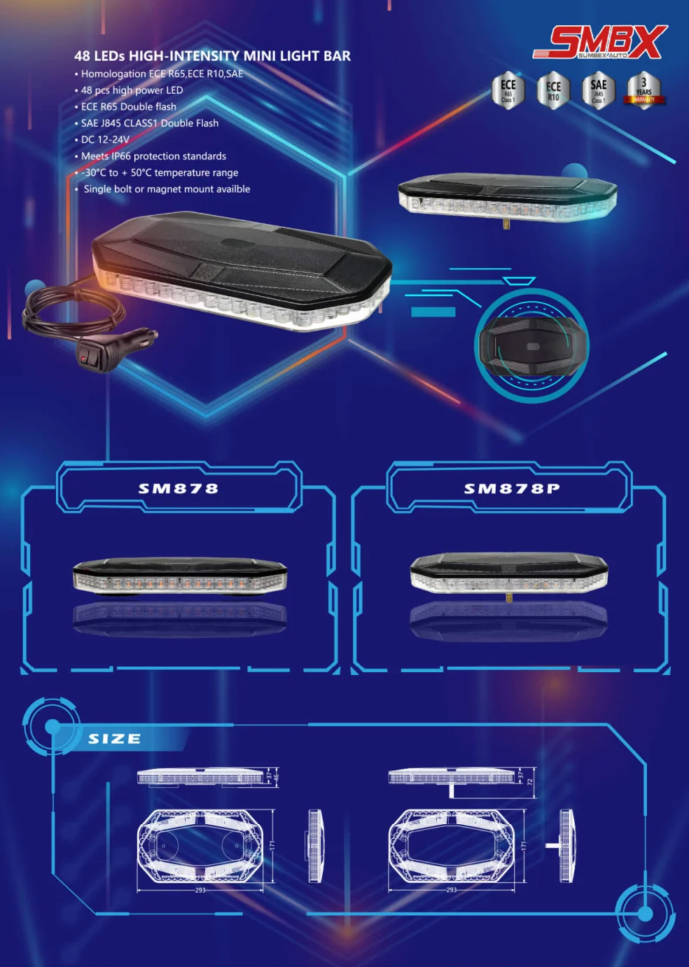 12 24 Volt Led Strobe Warning Light Bar For Car Fire Truck Ambulance Alarm Flashing Light bar