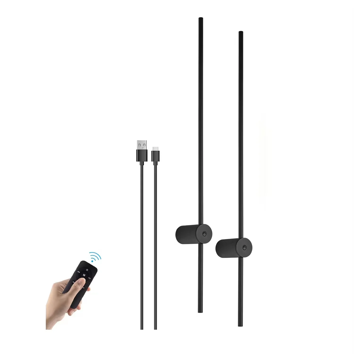 Wireless USB Living Room Bedroom Set of Two Rechargeable lighting sconces battery operated interior wall light