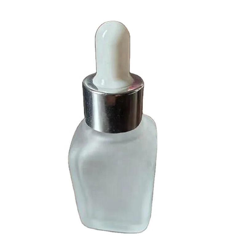 20ml frosted white square glass bottle with dropper