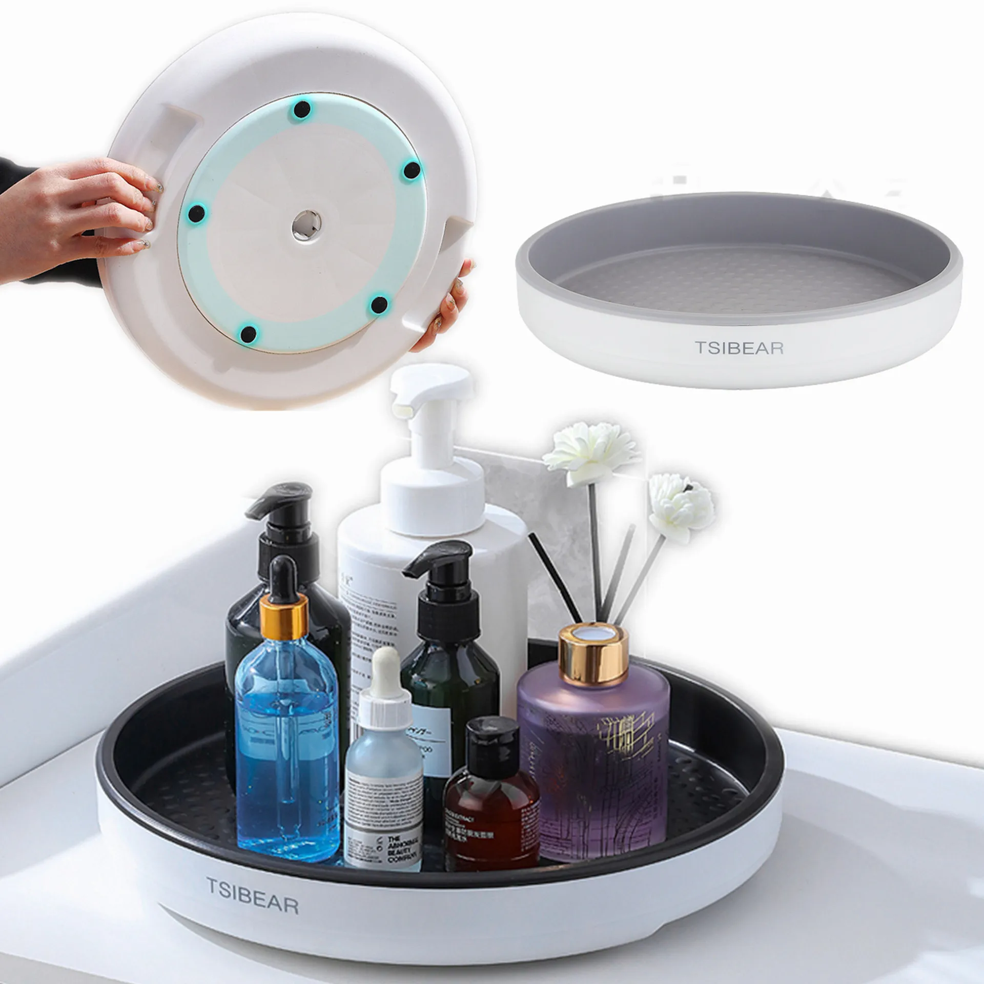 12 Inch Organizer Kitchen  cosmetic organizer tray  plastic lazy Turntable for Cabinet, Pantry, Refrigerator and Table
