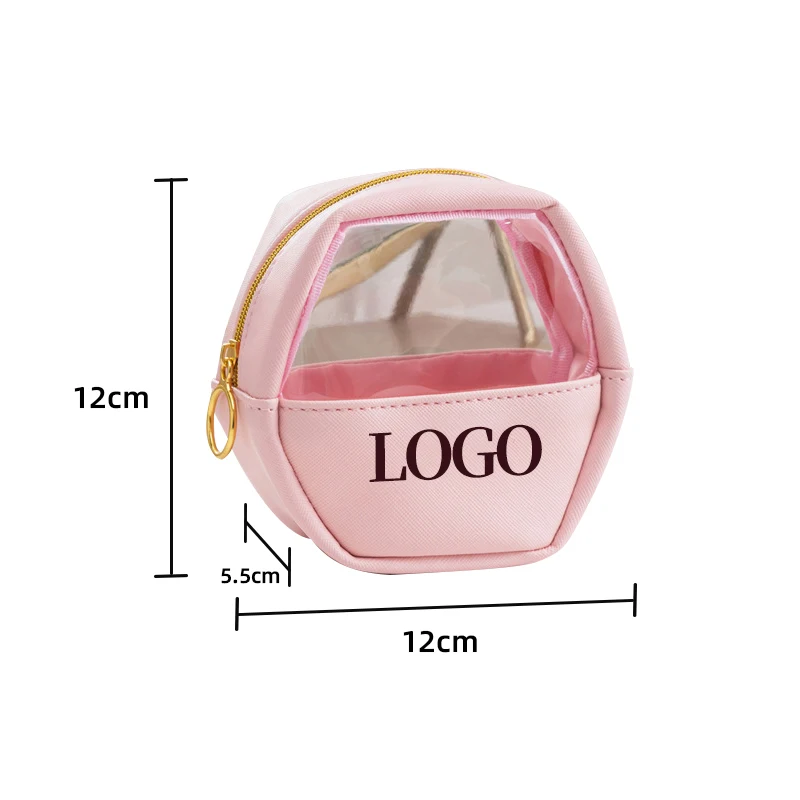 Custom logo Fashion pink Pvc Plastic Transparent clear Zipper Kids Travel Wash Toiletry Pouch Makeup Cosmetic Bag with Zipper