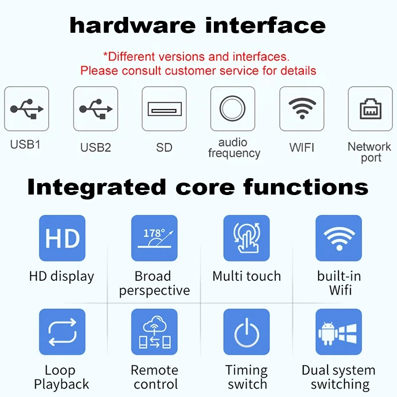 LuxGaze 4K Full Screen Advertising Display Kiosk 55 Inch Floor Stand LCD Touch Screen Digital Signage Standing Vertical Totem