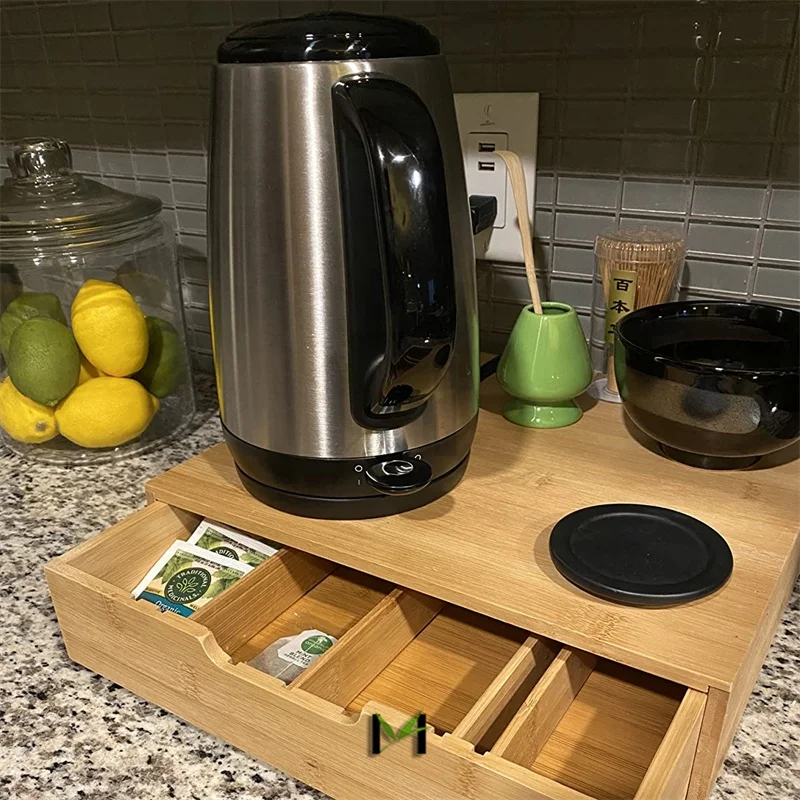 bamboo k cup holder storage drawer espresso coffee pod holder tea bag organizer for Kitchen