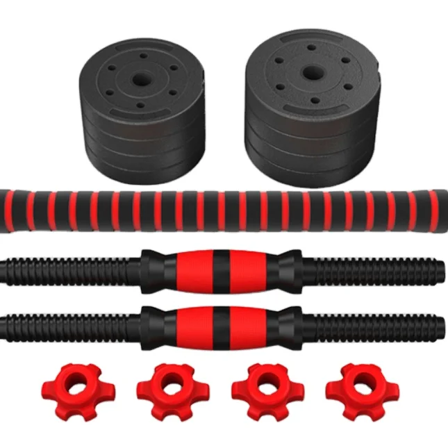 Gym High Quality Environmental Protection Exercise 20KG Weight Lifting Adjustable Cement Material Barbell Dumbbell