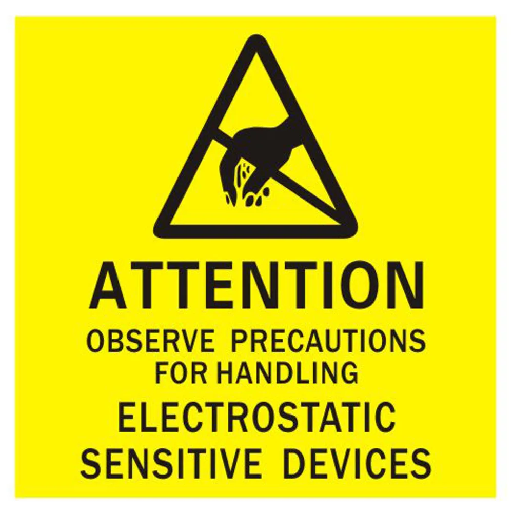 Self Adhesive Yellow Anti-static Warning Label ESD Caution Stickers Electrostatic Sensitive Static Warning Label