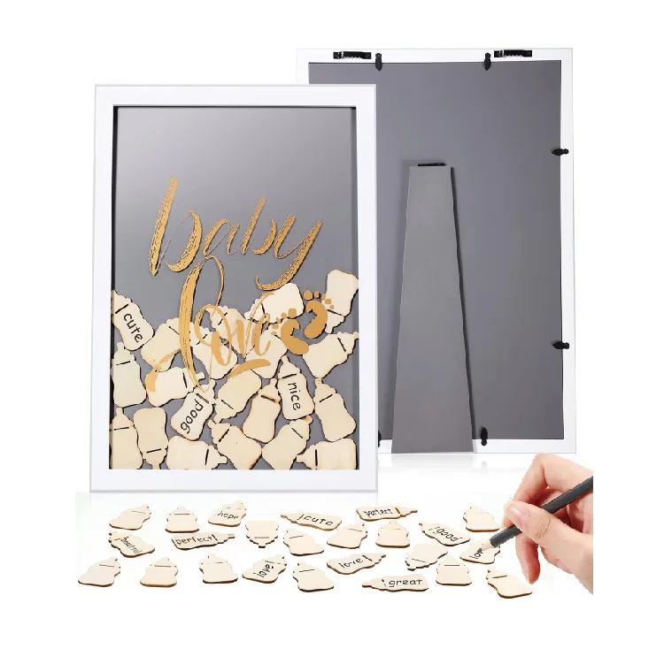 Woodland Footprint Bottle Baby Keepsake Signature Book Picture Frame Wood Frames for Keepsake Display