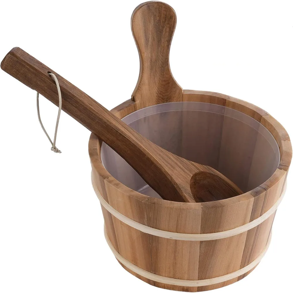 2 sauna barrel and long handle set Sauna bucket wooden handle set sauna accessories