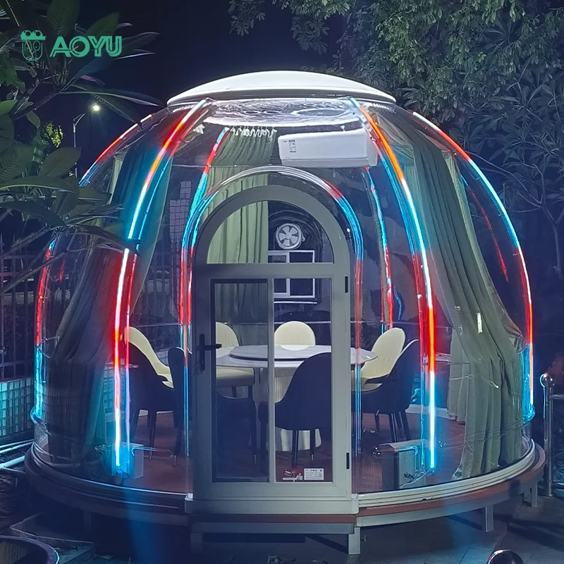 AOYU High Security PC Clear Glamping Cottage Garden Bubble Removable Dome House Prefabricated Kids Camping Tent