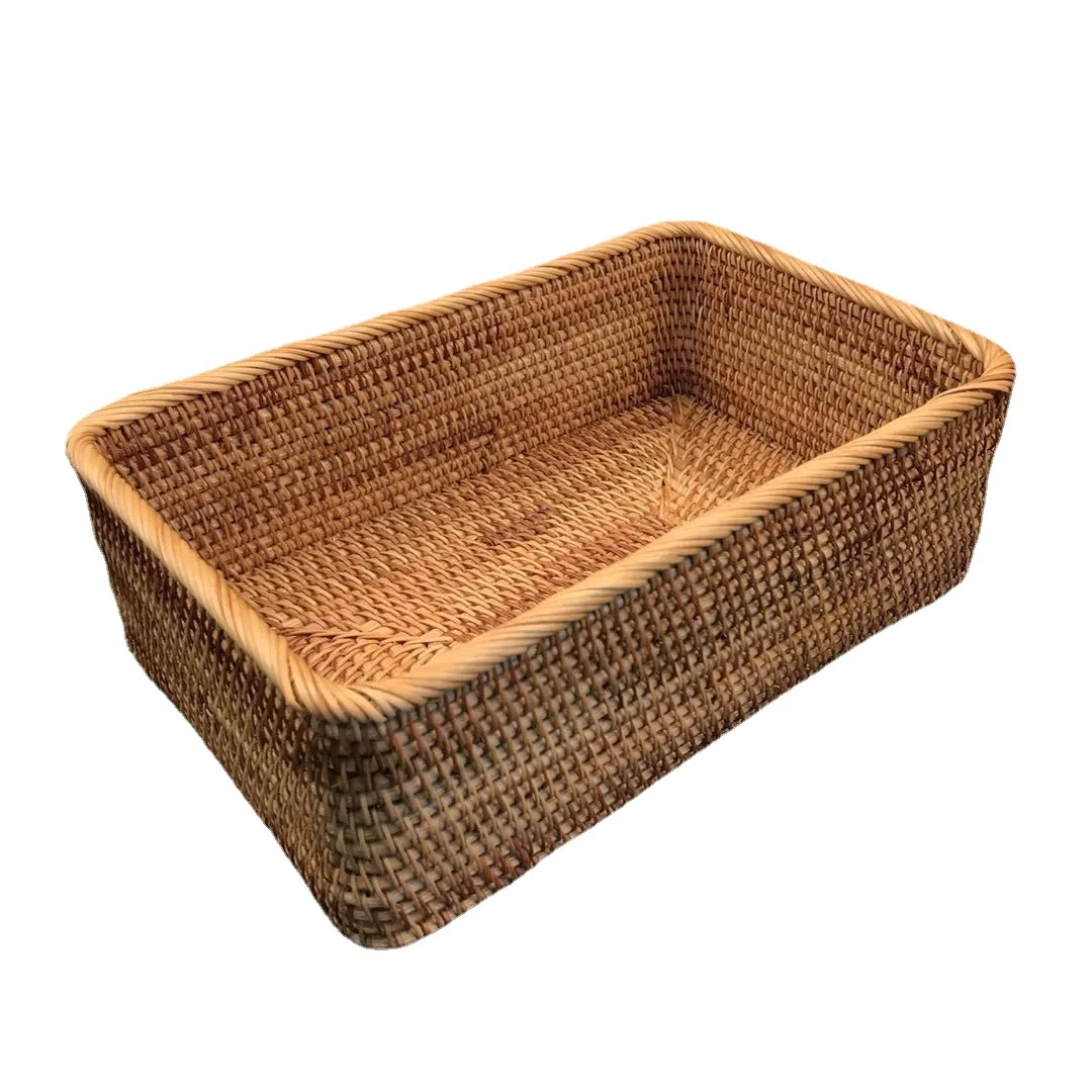 Robben Fruit Vine Bread Home Decoration Handmade Rectangular Weaving Wicker Storage Basket