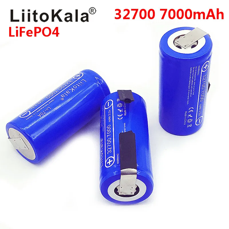 2020 LiitoKala 3.2V 32700 7000mAh 6500mAh LiFePO4 Battery 35A Continuous Discharge Maximum 55A High power battery+Nickel sheets