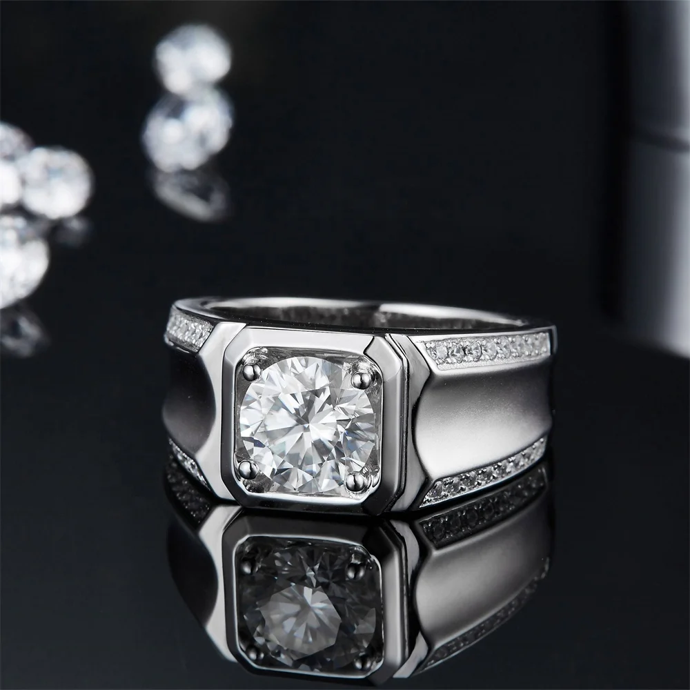 Popular luxury 2022 factory italian silver rings rings for men 925 silver moissanite ring wedding band
