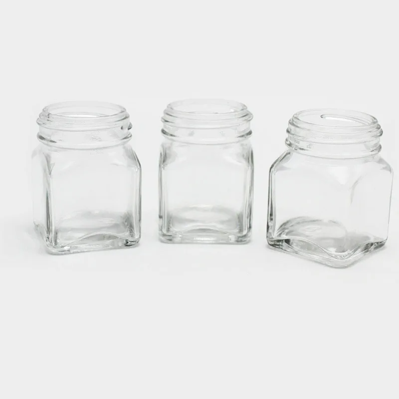 Wholesale empty glass honey jar 40ml Square clear storage tank Snack jar