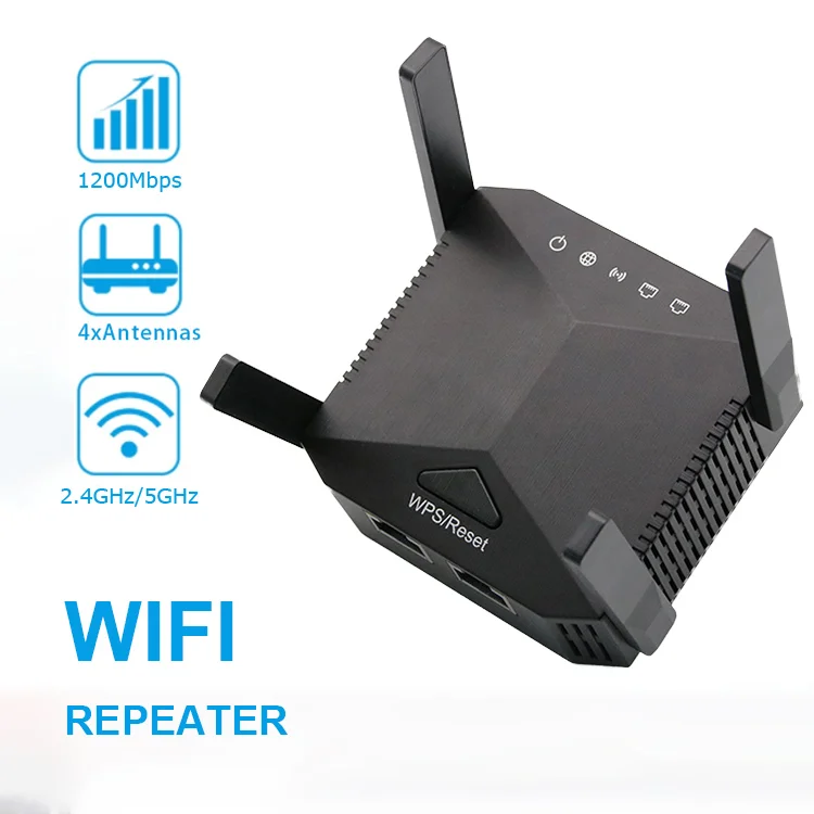 Custom Ac1200 Wifi Range Extender 1200mbps 5G Wifi Repeater Dual Band Strong Wifi Booster Long Range