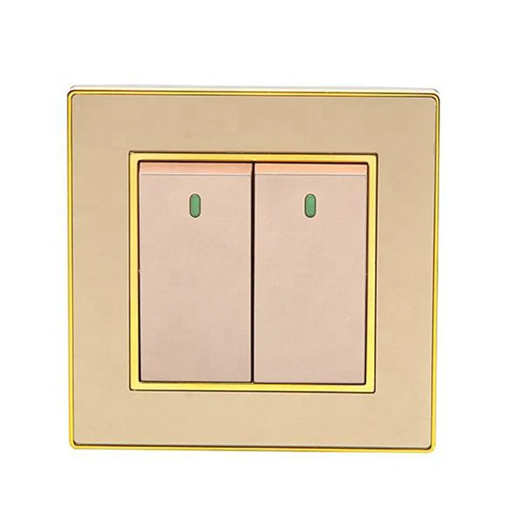 British Standard Acrylic Luxury Style 100000 Times Mechanical Life Wholesale Power Wall 2 Gang 1/2 Way Outlets And Switches
