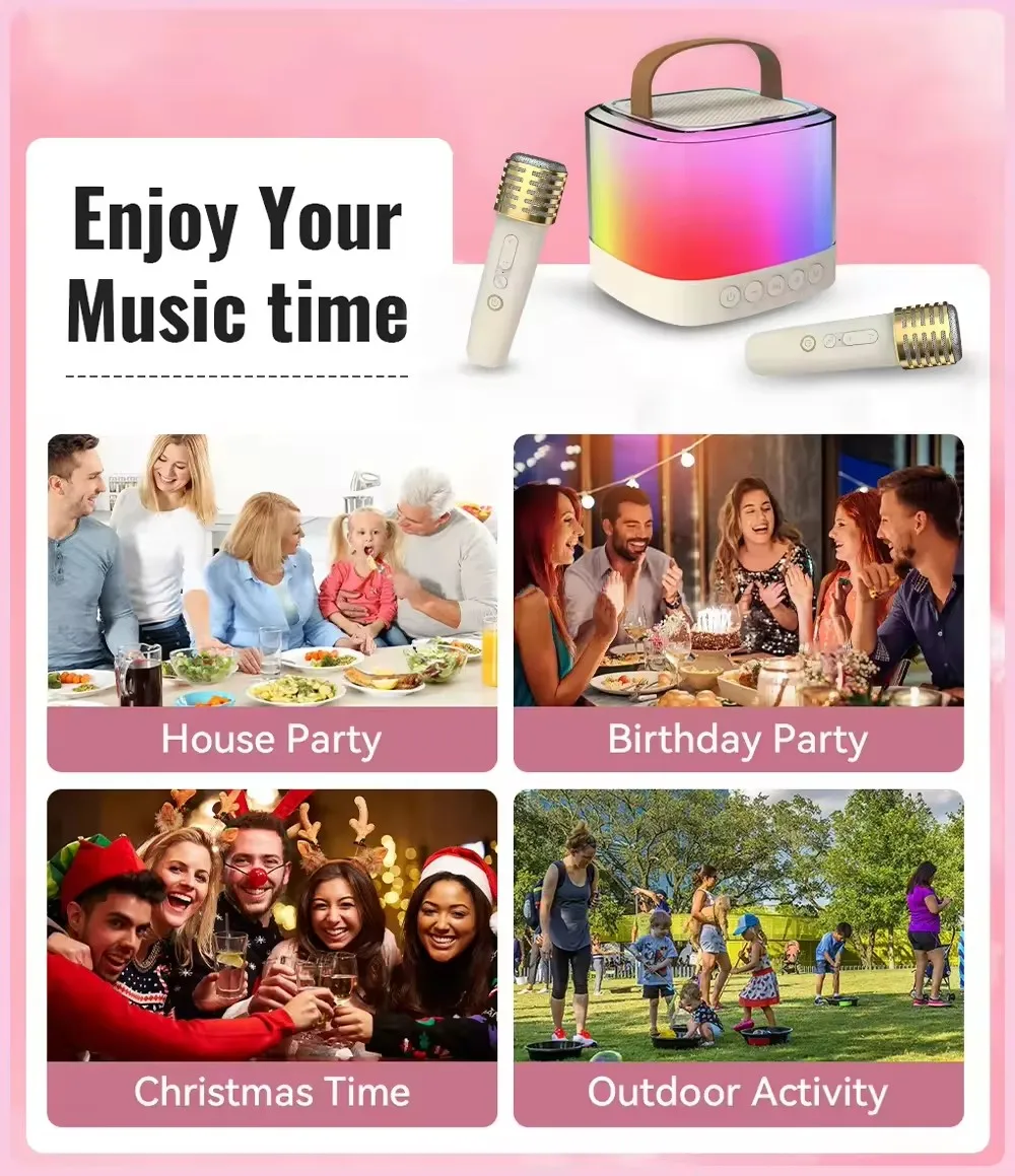 T7 Mini Portable Machine Kids Music Player With Wireless Mic Microphone Professional Blue tooth Speaker Karaoke For Home