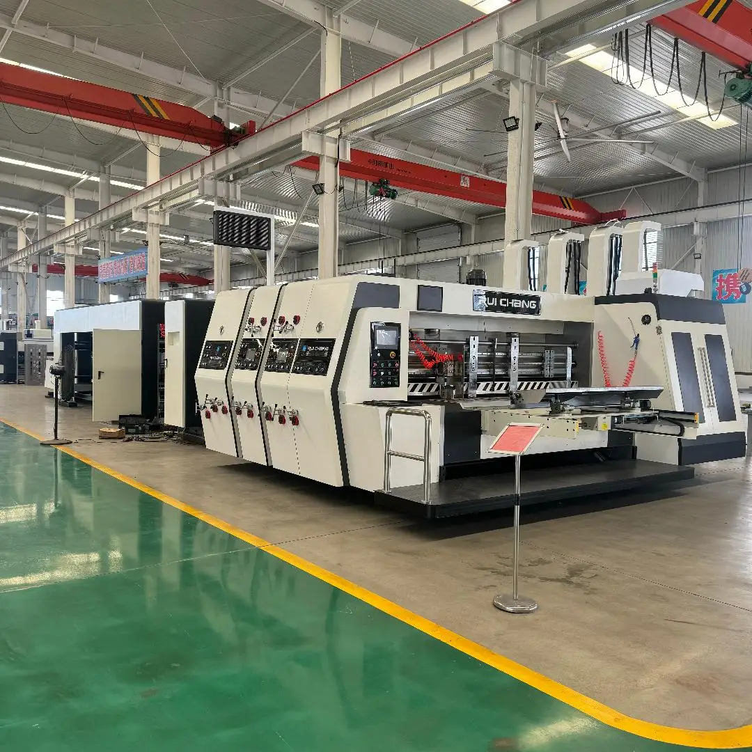 Full Automatic Corrugated Carton Pizza Box 4 Flexo Printing Die Cutting Folder Gluer Strapping Machine Carton Box Making Line