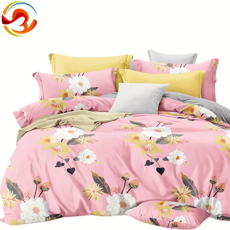 Soft Comfortable Home 4 Piece Microfiber Bed Sheet Bright Color Comforter draps de lit Bedding Set