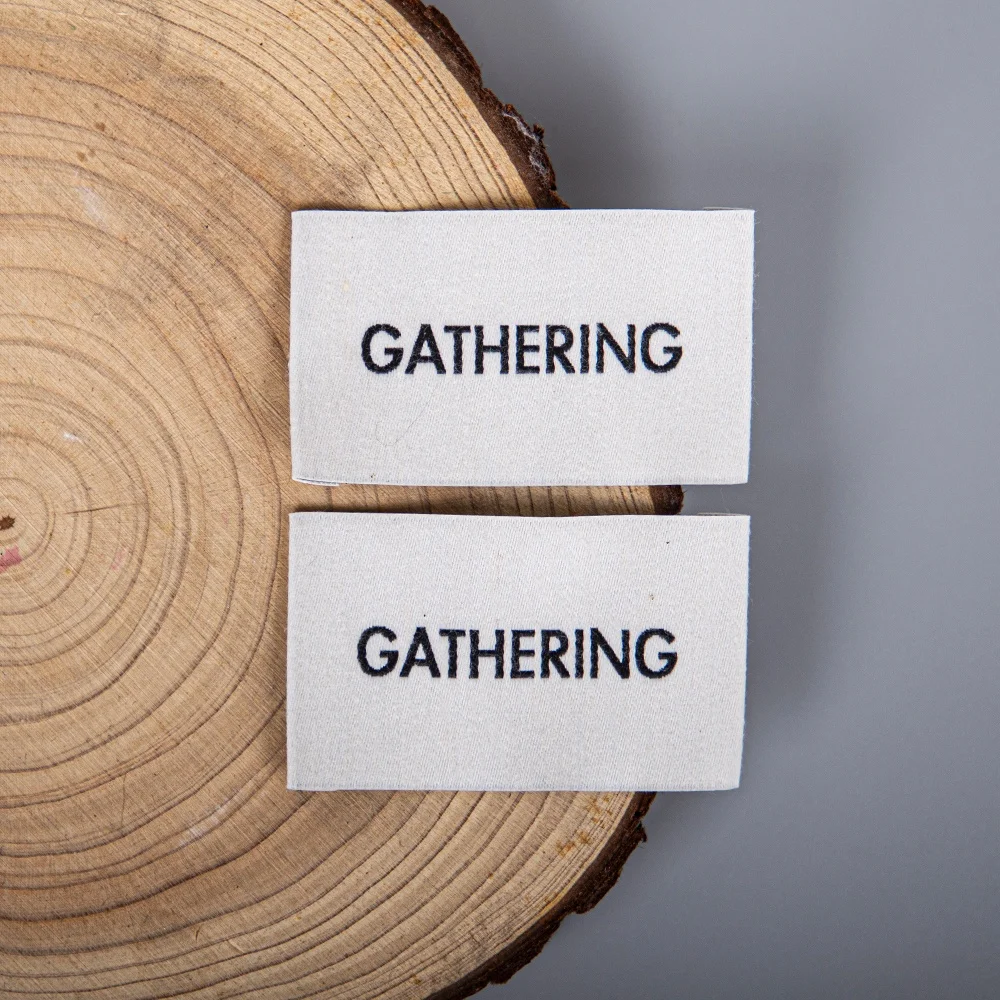 Tag for Clothes Luxury High Density Clothing Tag Brand Logo Garment Main Neck Size  White Background Black Font Woven Labels