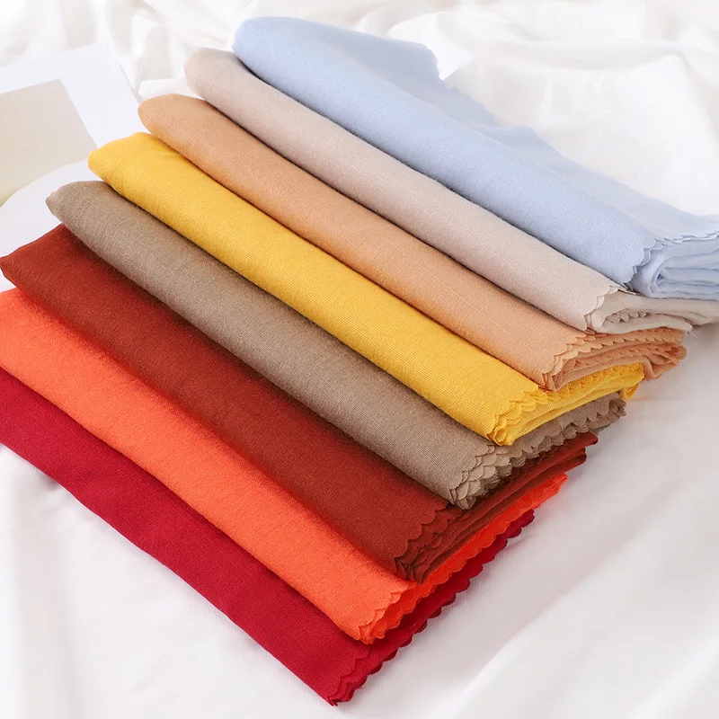 Malaysia Indonesia wholesale wrap headscarf cotton linen Viscose Chiffon Polyester square edge Hijabs indian scarves