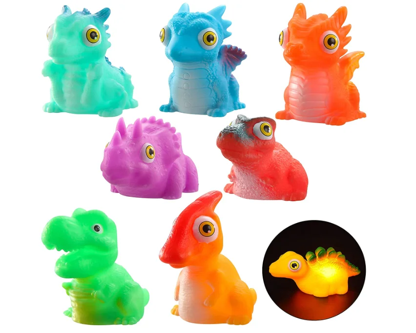 Light Up Bath Toys, Toddler Flashing Colourful LED Bathtub Dinosaur Toy, Baby Bathtime Floating Rubber Shower Toy for Infant Ba