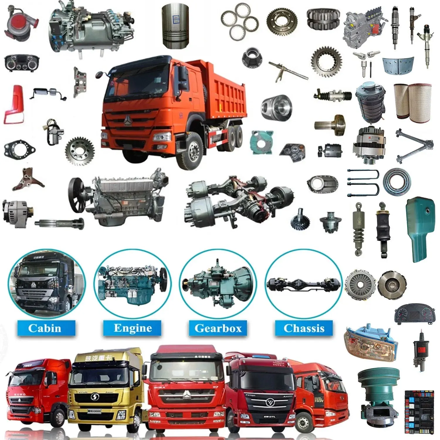 Sinotruk Howo A7 Sitrak Tipper Tractor Trailer Truck Weichai Engine/Transmission/Gearbox/Axle/Cabin Parts With Low Price