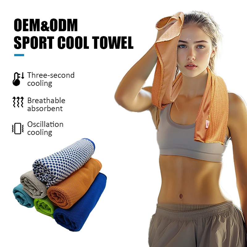Custom Logo Sports Ice Cooling Towels Gym Sweat Microfiber Sports Cool Towels Sweat Cool Micro Polyester Towel for Neck And Face