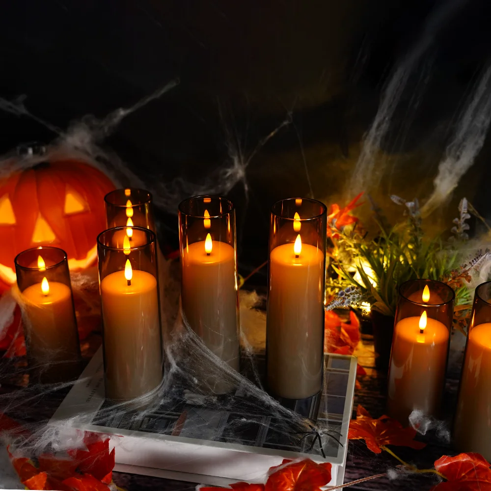 kakoya Grey candles set remote control classic style replaced wick high end pray Halloween Christmas Led candle light