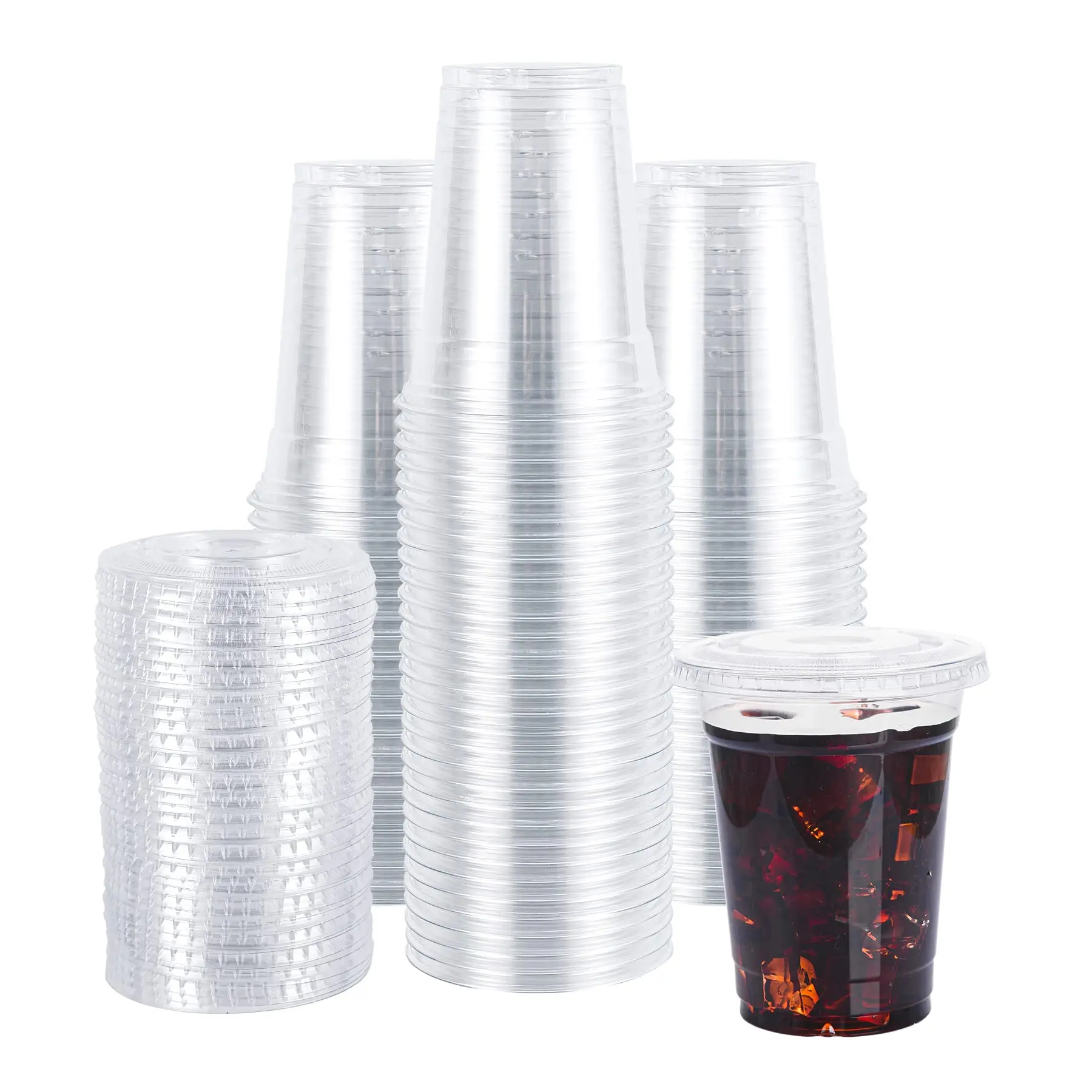 Custom Logo Personalization Measuring 16oz PET Clear Disposable Plastic Cups For Boba Bubble Milk Tea Parties Drinks