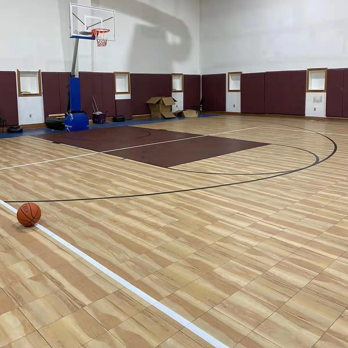 ZSFloor indoor tiles basketball court wood flooring with 6 years warranty and painting lines services