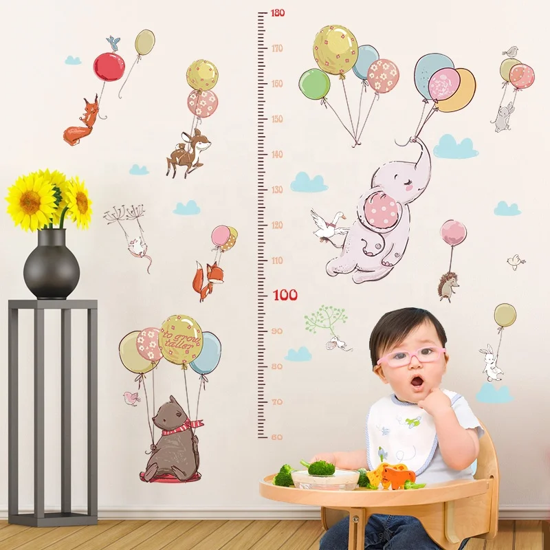 SK9275 Growth Chart Height Cartoon Animal Elephant DIY Cute Sticker Height Measure For Kids