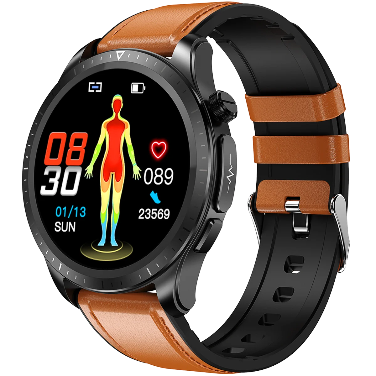 Valdus 1.39 Inch IPS HD Large Screen IP68 Waterproof Blood Pressure Blood Glucose ECG AFE Monitoring E420 Smart Watch