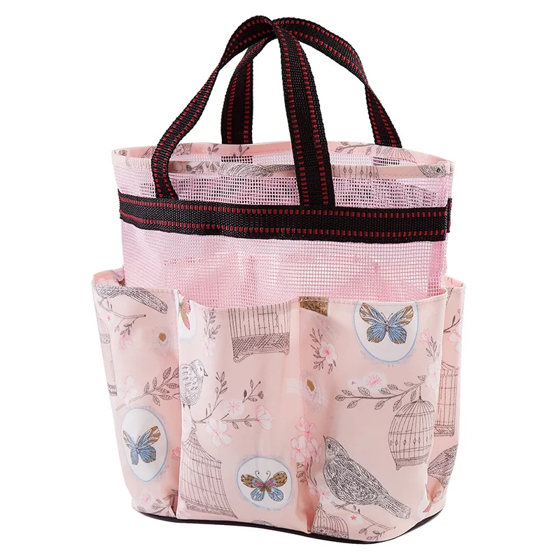 Wholesale multi pockets mesh shower caddy tote women beach bag bathroom carry tote bag