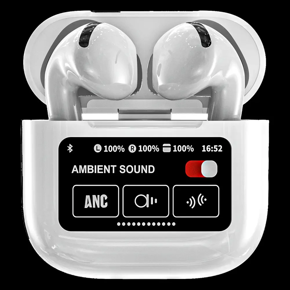 A12 Pro Smart In-Ear Earbuds with ENC Function BT 5.4 Wireless LCD Full Color Touch Screen Stereo Sound Sport Headphone Hot Sale