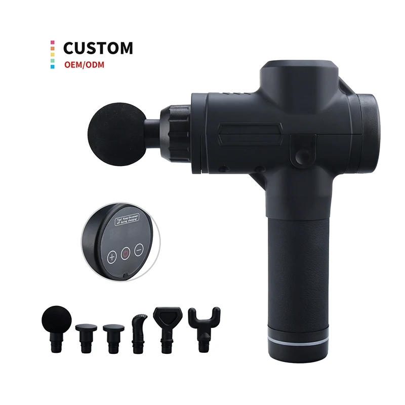 New Version OEM Wireless Portable Large battery Gym equipment Heating 6-heads Handheld Professional Massage Gun