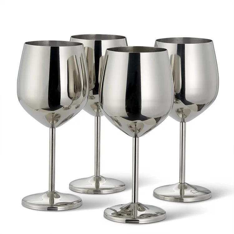 500 ML Stainless Steel Wine Glasses Metal Stem Wine Goblets Red Wine Champagne Drink Cup Glass for Wedding Party
