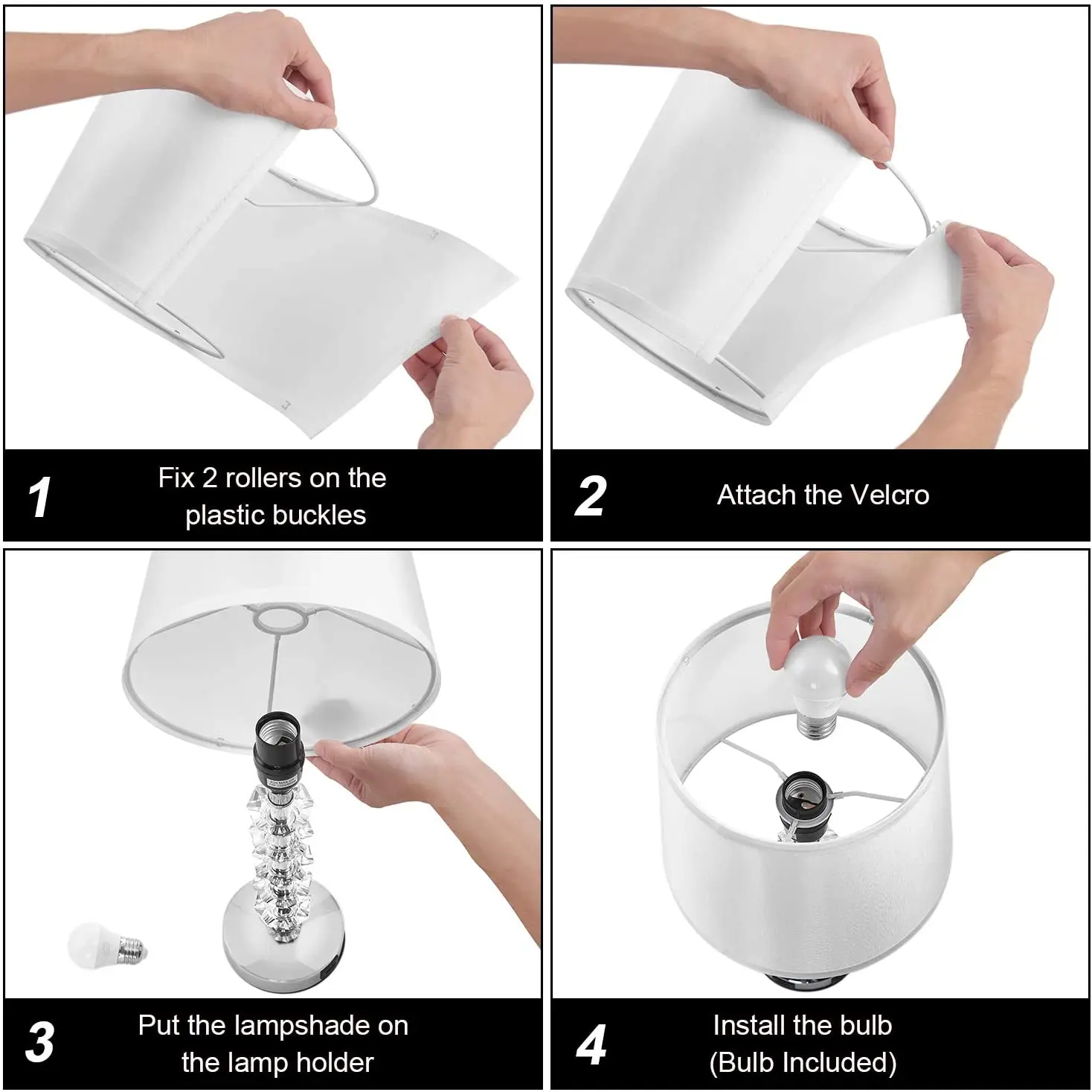 Touch Crystal Lamp for Bedroom with USB Ports White USB Bedside Table Lamp Nightstand Lamps