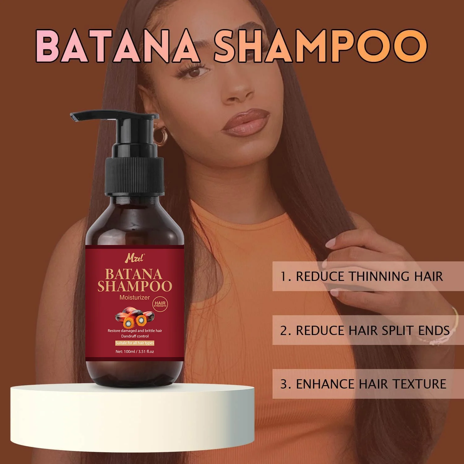 Private Label Natural Hair Growth Batana Oil Shampoo and Conditioner Set with Biotin for Strengthening & Repairs Damaged Hair